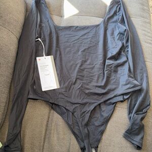 lululemon athletica Wundermost Square-Neck Long Sleeve Bodysuit — Deep Charcoal
